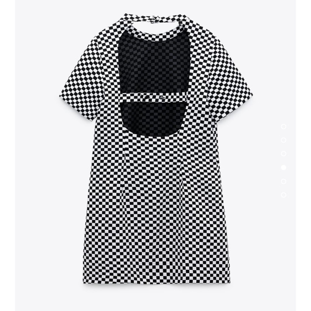 NWT Zara Checkered Short Backless dress Size Large Medium M/L - Picture 6 of 7